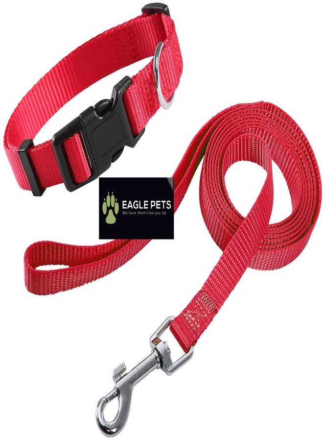Eagle Pets Dog Collar and Leash Set, Adjustable Nylon Collar with Leash for Small Medium and Large Dogs, Quick Release and Breathable Collar for Puppies (Small, Red) - Image 2